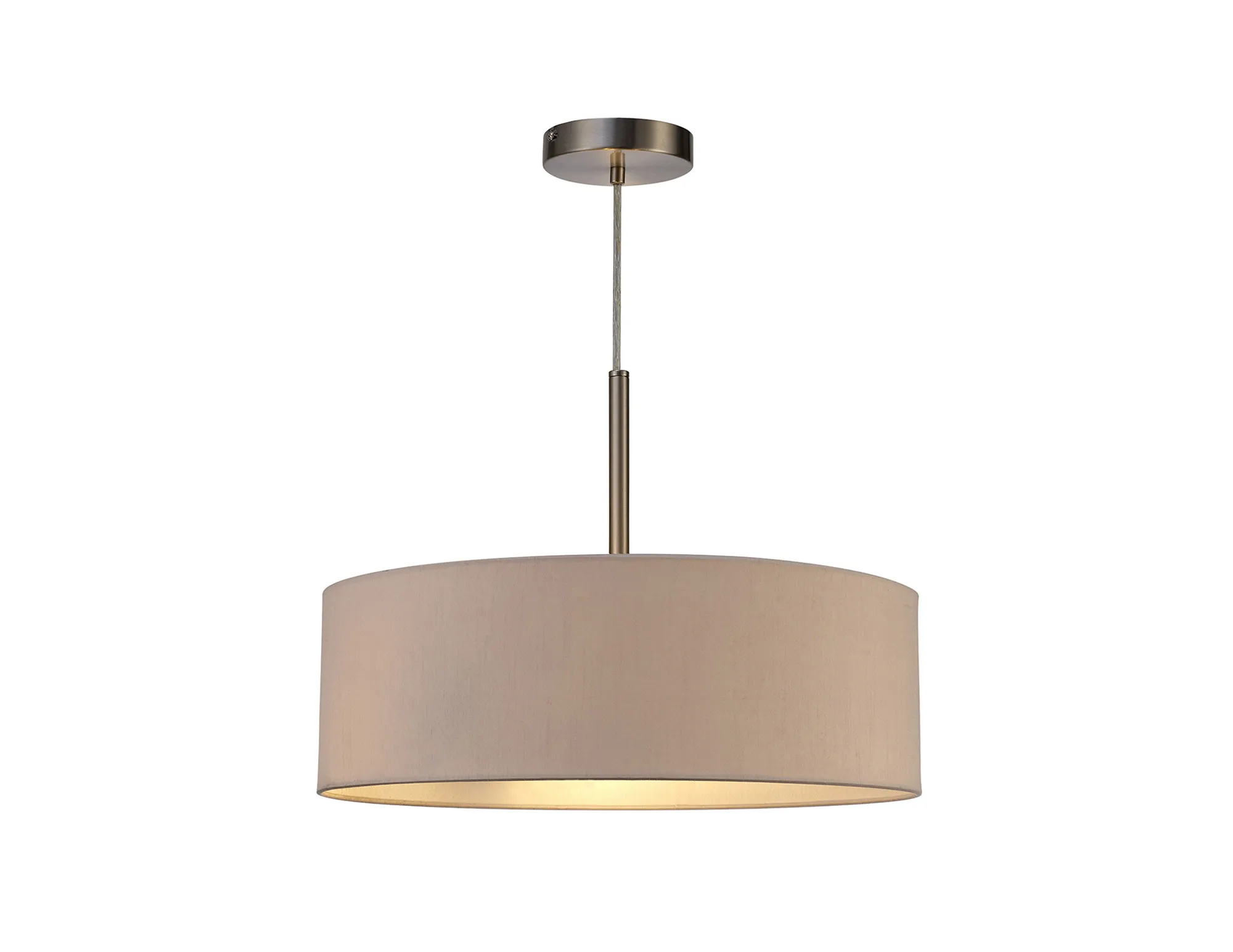 Baymont 45cm 3 Light Pendant Satin Nickel, Nude Beige/Moonlight DK0717  Deco Baymont SN NU